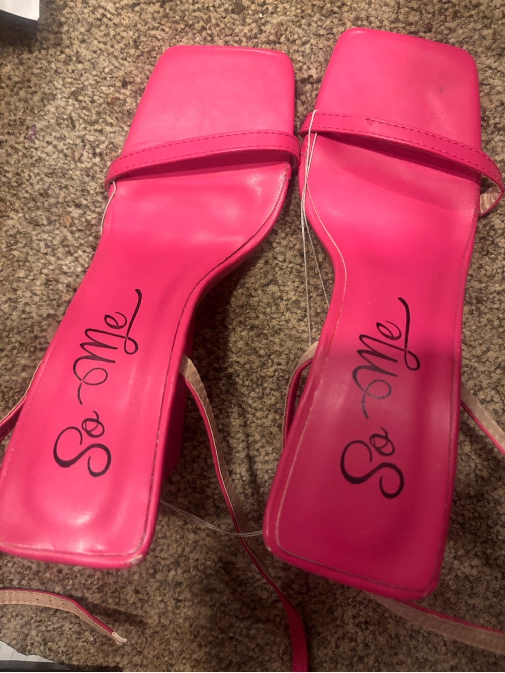 So Me Hot Pink Square-Toe Strappy Heels